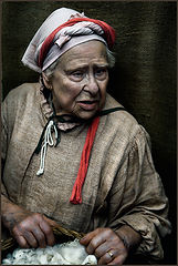  Old woman with wool