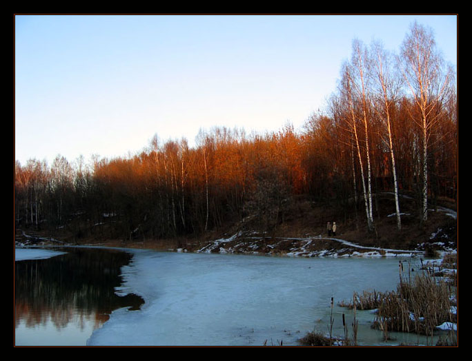 photo "Sunset thawing weather" tags: landscape, sunset, winter