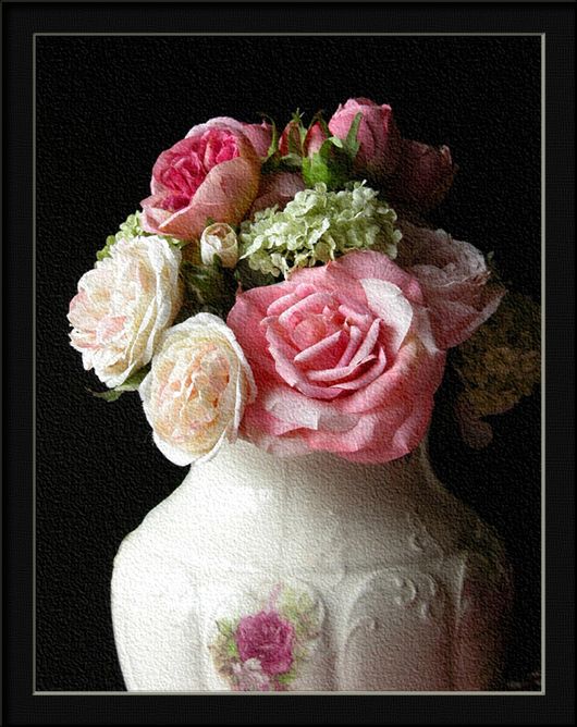 photo "vintage delft ewer with roses" tags: still life, 