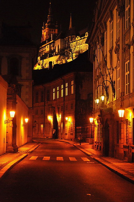 фото "Пражский Град a ночной улица" метки: город, Prag, Praha, Прага