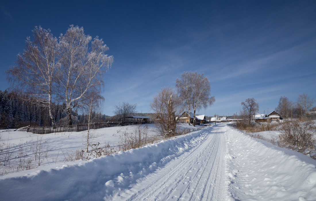 photo "***" tags: landscape, clouds, snow, winter, деревня, деревья, мороз, орога