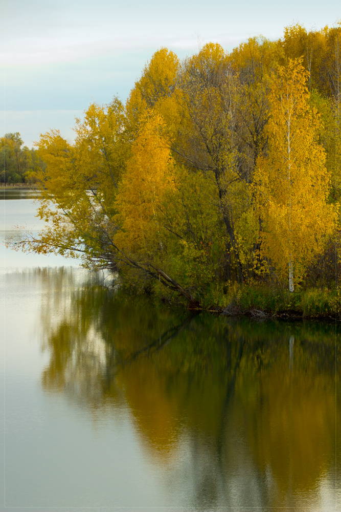 фото "Островок осени" метки: пейзаж, Красноярский край, деревья, лес, река