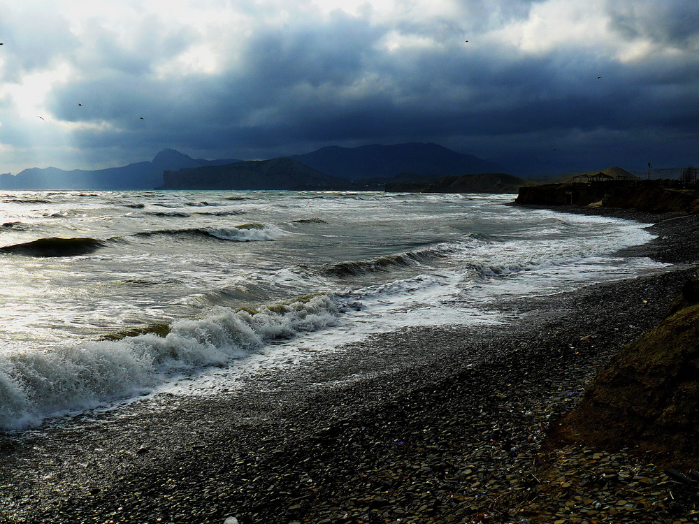 photo "Gloomy weather" tags: landscape, travel, Crimea, autumn, sea, Судак