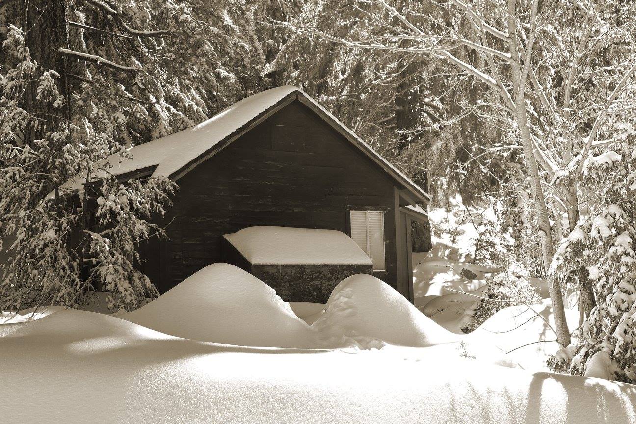 фото "Sepia Cabin" метки: пейзаж, природа, Southern California, cabin, sepia, горы, зима, снег