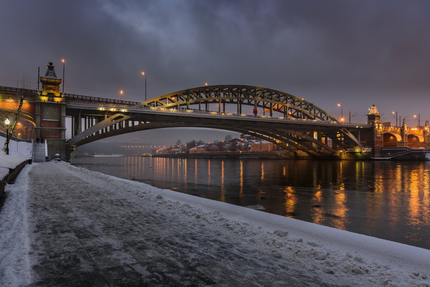 photo "***" tags: architecture, city, Moscow, bridge, evening, river, winter